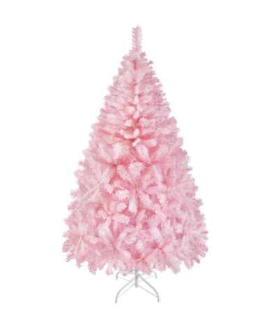 Sapin de Noël artificiel Yaheetech 154 cm - Rose - 398 branches - Pied pliable