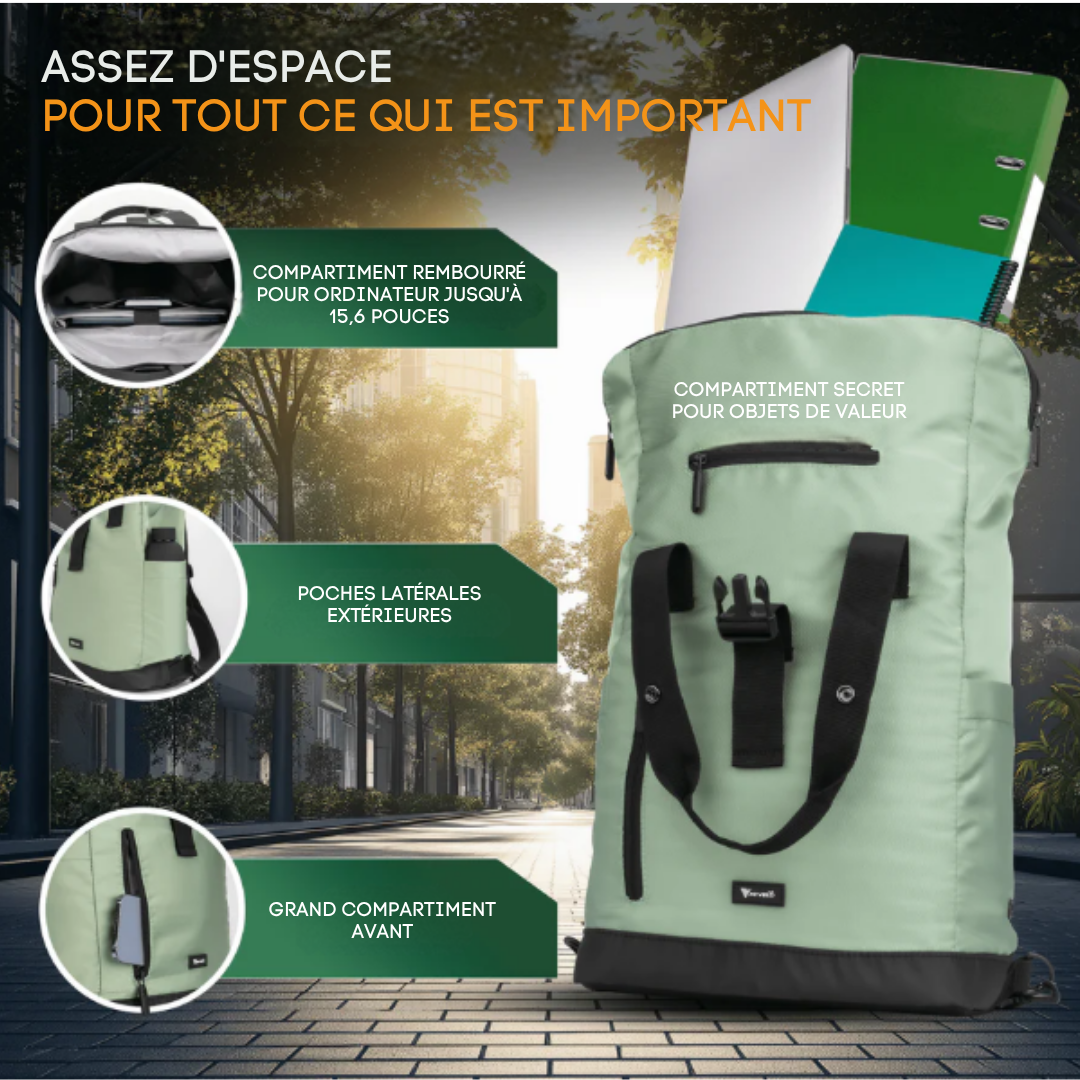 MIVELO - Sac à dos et sac à bagages pour vélo - Résistant à l'eau & 22 litres - Mint