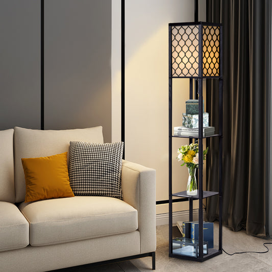 Lampadaire moderne Coast avec 3 étagères - 160 x 26 x 26 cm - Noir