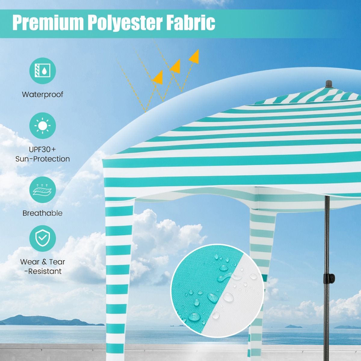 Coast Beach Tent - pliable 183 x 183 x 215-240 cm Vert/Blanc