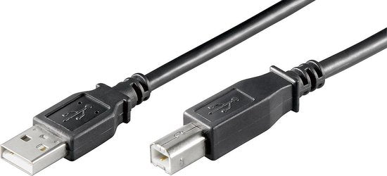 Câble USB - USB 2.0 - USB-A Mâle - USB-B Mâle - 7,5 W - 480 Mbps - Nickelé - 1,00 m - Rond - PVC - Noir - Étiquette