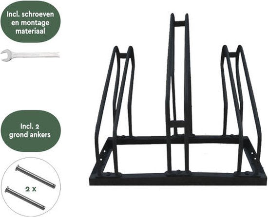 BRASQ Porte-vélos pour 3 vélos - Support de vélo - Support de vélo - Support de vélo pour le sol Comprend le matériel de fixation - Noir