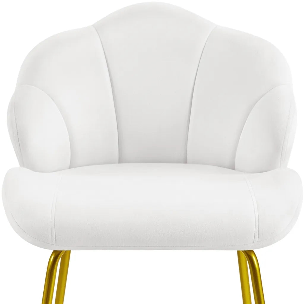 Chaise de salle à manger Yaheetech 56 x 57 x 78 cm - Blanche - Chaise rembourrée en forme de coquillage avec pieds en métal