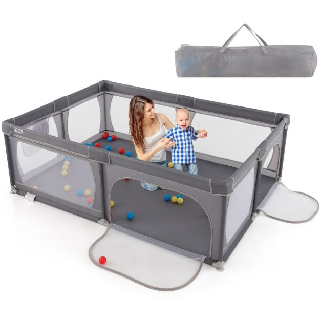 Barrière de sécurité Coast avec 50 boules - 206 x 147 cm - Gris