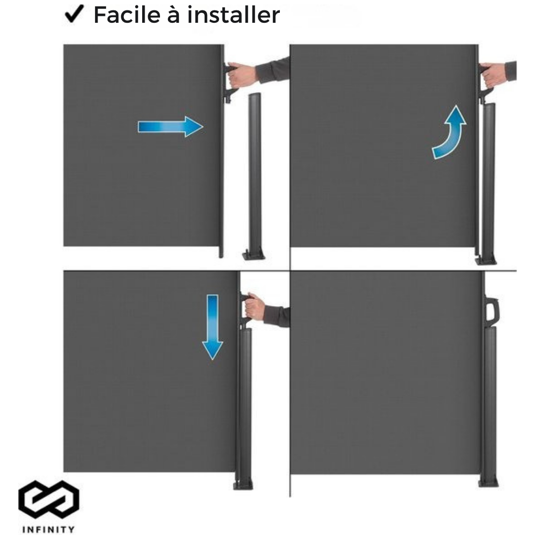 Brise-vent extensible Infinity Goods - 300 x 140 cm - Rétractable - Résistant aux intempéries - Anthracite