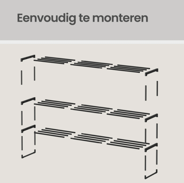 JOYFURNOS Étagère à chaussures à 3 niveaux - Noir - 30 x 116 x 55 cm - Jusqu'à 18 paires de chaussures