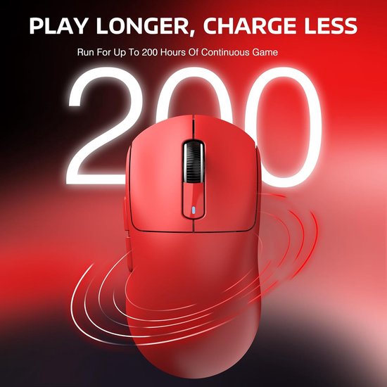 ATTACK SHARK Souris de jeu sans fil - Filaire/2.4G/BT5.4 - Léger 49G - PAW3395 - 26000DPI - Rouge