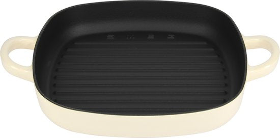 Smeg - Poêle à griller en fonte - Crème - 26 x 26 cm - Compatible avec l'induction
