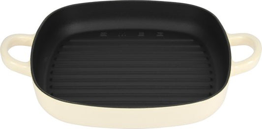 Smeg - Poêle à griller en fonte - Crème - 26 x 26 cm - Compatible avec l'induction