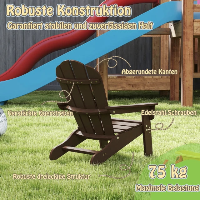 Chaise de jardin pour enfants Coast Brown - HDPE Chaise de relaxation avec dossier ergonomique - 53,5 x 52 x 64 cm