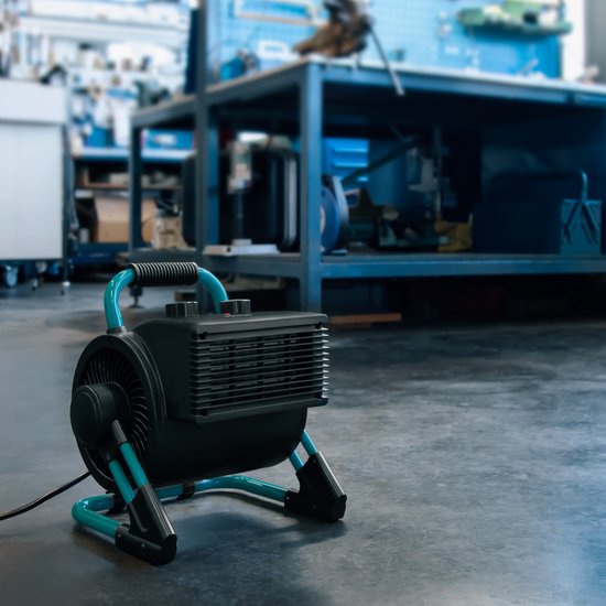 Chauffage électrique VONROC PRO- soufflant - chauffage d'atelier - 1350W/2000W - céramique - 3 réglages - thermostat - 900 inclinable - 20m2 - noir