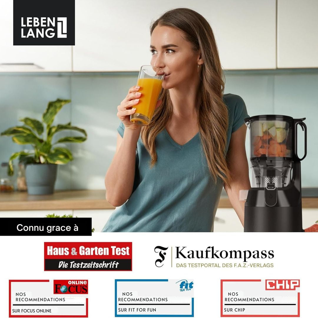 Extracteur de jus Lebenlang - 2 gobelets inclus - 250 W - sans BPA - 20 x 44 cm - noir mat