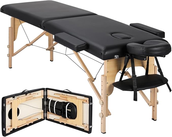 Table de massage pliable Yaheetech 213 x 82 cm - Hauteur réglable de 64 à 85,5 cm - Capacité de charge de 250 kg