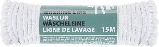 Corde à linge blanche de 15 mètres en polyester - Fil pour corde à linge - Pour étendre le linge