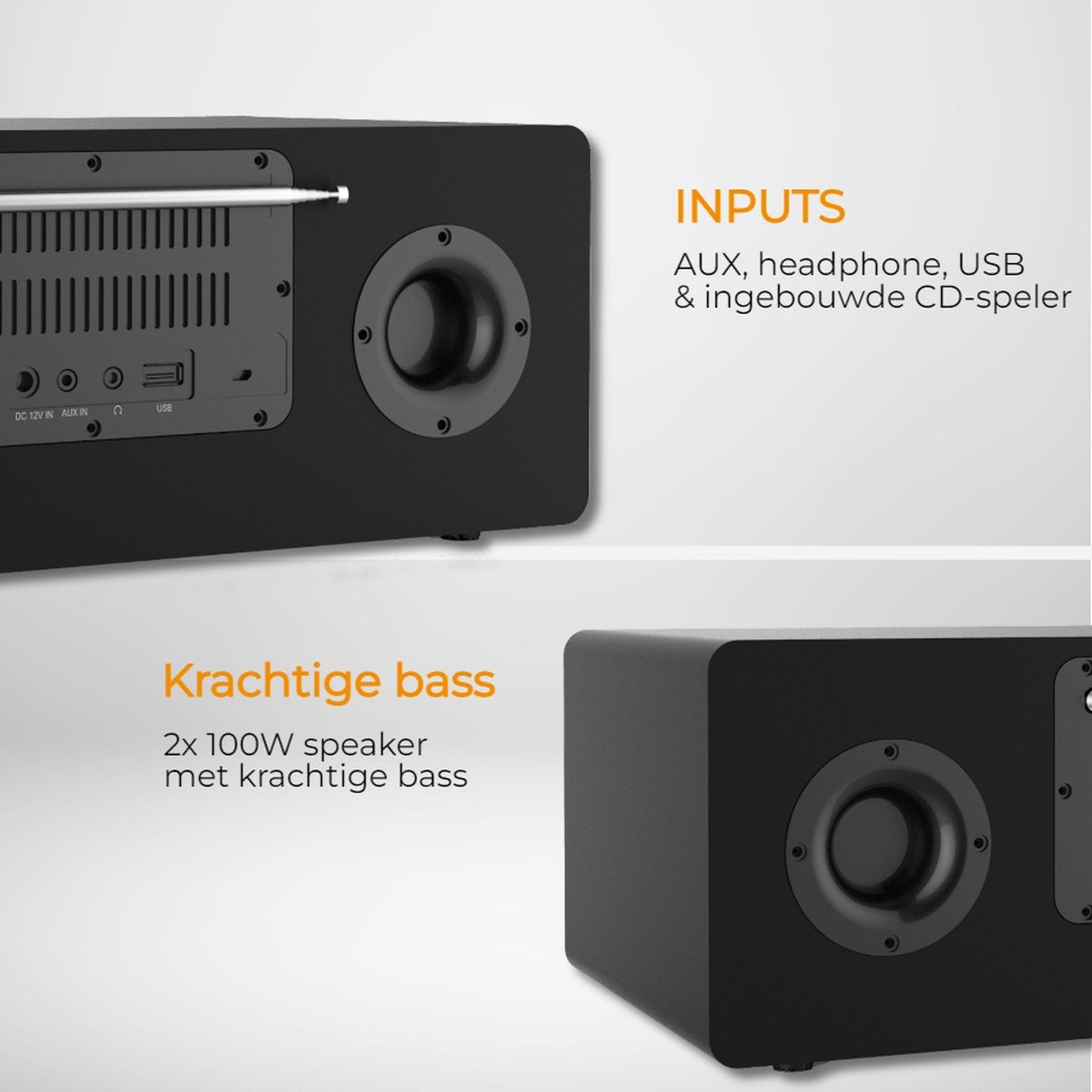 Denver - Radio Internet et DAB+ - MIR-270 - Ecran couleur 2,4 pouces - 200W Bluetooth & lecteur CD - USB & AUX - Plastique & Métal - Noir