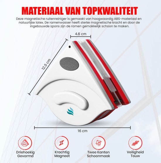 TibaGoods Essuie-vitre magnétique pour double vitrage - Nettoyeur de vitres - Essuie-vitre magnétique