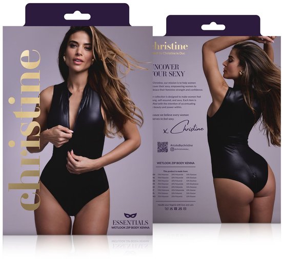 Wetlook Body zippé 2 faces Xenna - noir