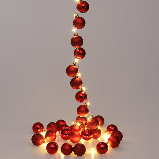 Boules de Noël Casaria 40 LED - Rouge - 2m