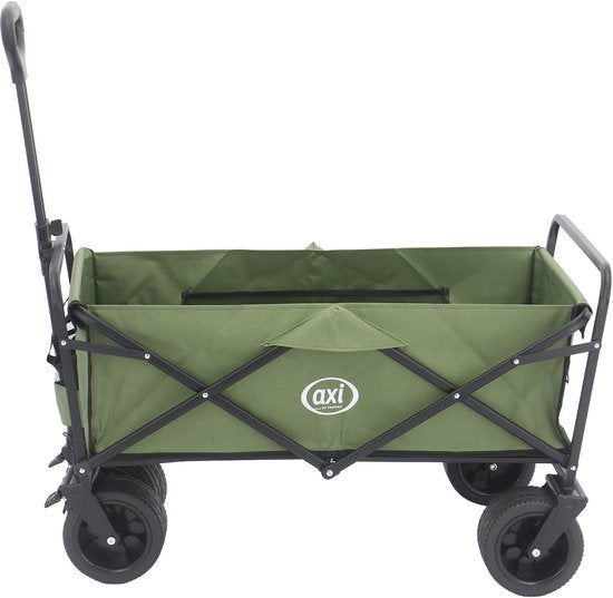 Chariot pliable AXI AB131 – Vert – Avec poignée de traction, freins et housse – Capacité de charge de 100 kg – Facile à transporter – Métal