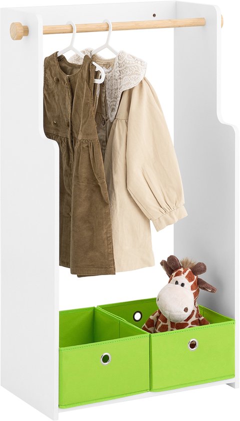 SoBuy KMB109-W Porte-vêtements pour enfants - Bois composite blanc avec rangement