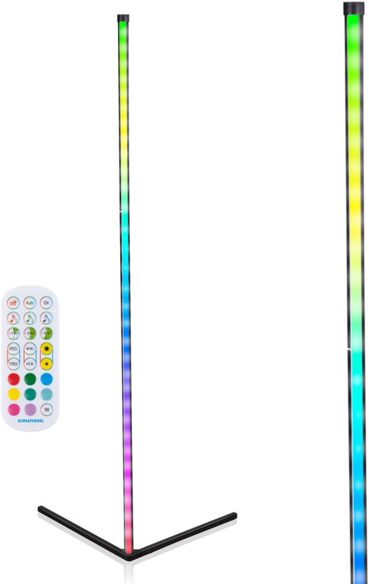 Lampe d'angle Grundig - LED - RGB - Capteur musical - 140 cm - Multicolore