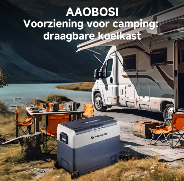 Glacière à compresseur AAOBOSI 60 L à deux zones - Commande via application - 12/24 V et 230 V - Noir
