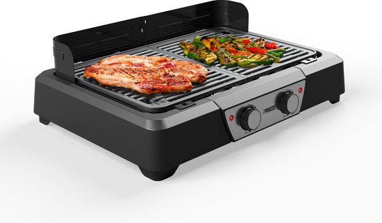 Princess BBQ Table Grill 112254 - Noir - Thermostat réglable - BBQ de table - Appareil pour grillades - Grande surface de cuisson - 2000W