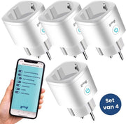 Gologi Smart plug - Prise intelligente - Horloge & Compteur d'énergie - WIFI - Google Home & Amazon Alexa - 4 Pièces - Blanc