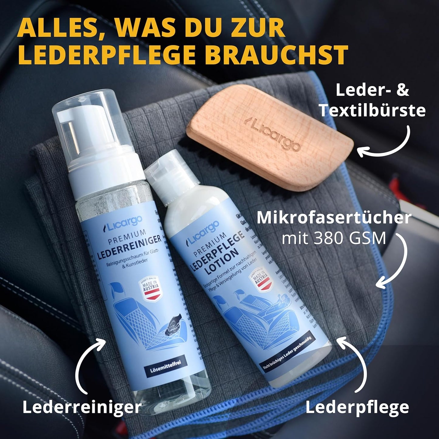 Licargo - Nettoyant moussant pour cuir d'auto - pour cuir lisse et similicuir - 200 ml