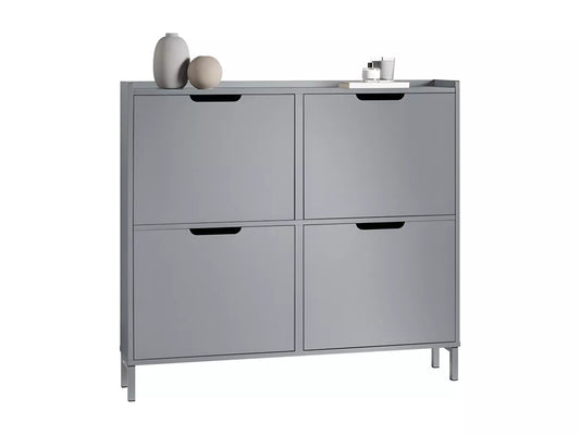 SoBuy Armoire à chaussures Armoire à chaussures Armoire à chaussures 4 volets Armoire à chaussures - Gris, 100x19x90cm, FSR100-HG