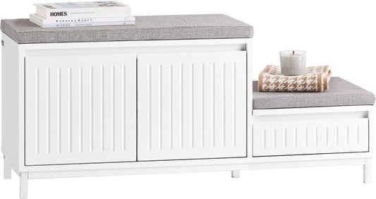 SoBuy FSR172-W Banc à chaussures - Banc de rangement blanc avec siège