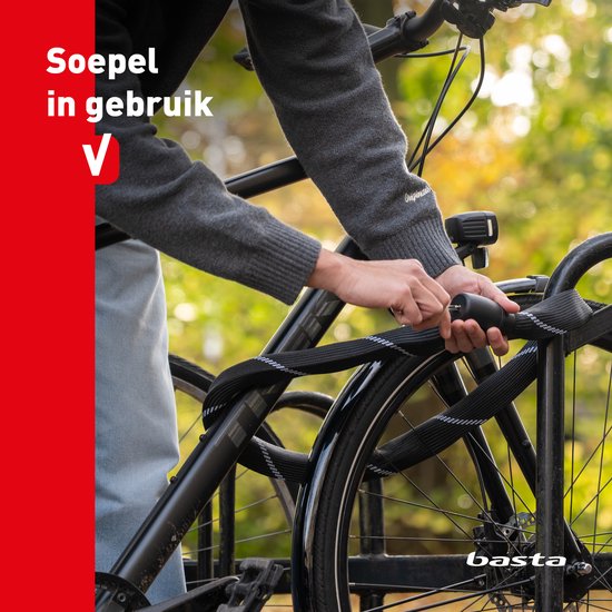 Antivol à chaîne Basta - ART 2 - Chaîne en acier trempé - Antivol certifié pour vélos électriques et fatbikes - 110 cm de long