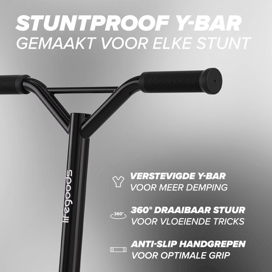 LifeGoods Stuntstep Fly X - 6+ Years - Marchepied pour enfants - Garçons/Filles - 100mm - 100KG - Noir/Blanc