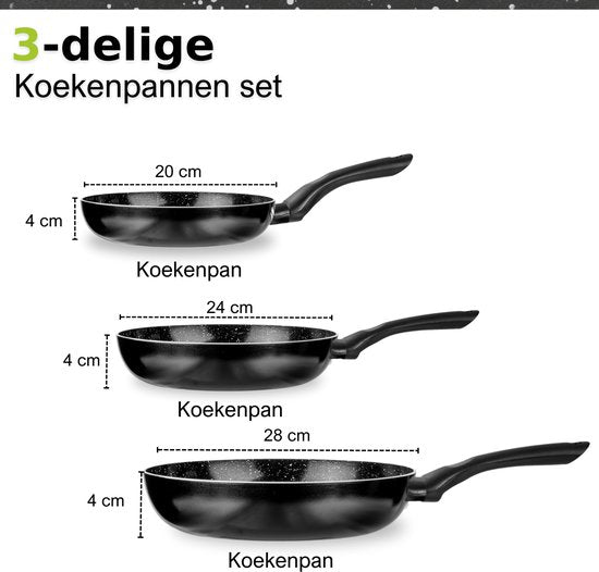CeraFusion Ceramic Pan Set 3-piece - Poêle à frire 20, 24 & 28 cm - Poêles à frire - Set de poêles à frire - Poêles à induction - Poêle - Sans PFAS