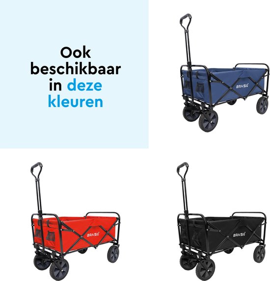 BRASQ Chariot pliable - 100 litres - Capacité 80 KG - Roues pivotantes avec frein - 90x51x100 CM - Poignée réglable - Chariot pliable - Compact - Gris