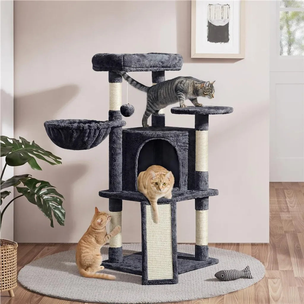 Yaheetech Cat Post - Avec maison pour chat et hamac - 106 cm - Noir
