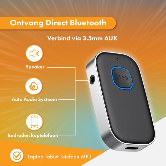 Récepteur Bluetooth - 16 heures sans fil - BT 5.0 - 3.5MM AUX - Récepteur Bluetooth - Récepteur Bluetooth voiture