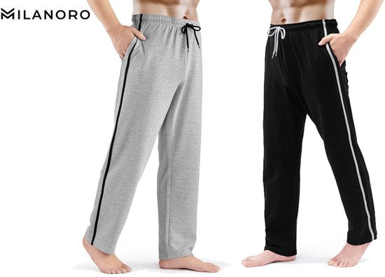 Milanoro - Lot de 2 pantalons de survêtement sportifs et confortables pour hommes - Bleu marine/Anthracite - S