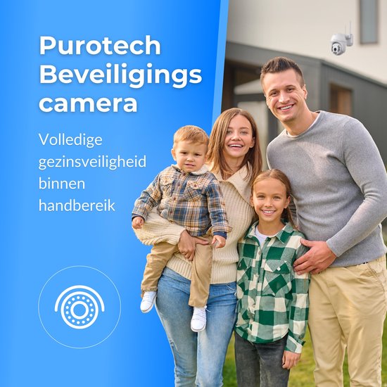 PuroTech Security Camera Core - Caméra extérieure avec vision nocturne - Caméra de sécurité extérieure filaire - Rotative et inclinable - Avec Wifi et app - 3MP - Blanc