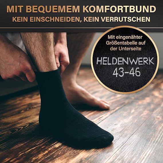 Hero work 12 paires de chaussettes pour femmes et hommes, chaussettes en coton, chaussettes pour hommes, noires, respirantes et sans couture de pression, chaussettes d'affaires, bas de contention