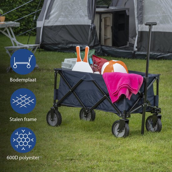 Chariot pliable Tristar - Chariot robuste à cadre en accordéon - Capacité de charge de 70 kg - 39 x 20 x 75 cm - Avec plateau et sac de rangement - Chariot de camping, chariot de transport, chariot à tirer et chariot de plage pour le jardin, les festivals