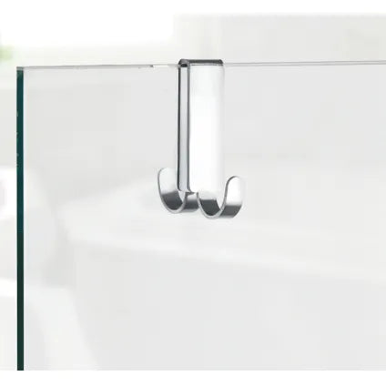 Wenko Vieste Crochet double pour paroi de douche, argent mat - Pour porte de douche jusqu'à 8 mm