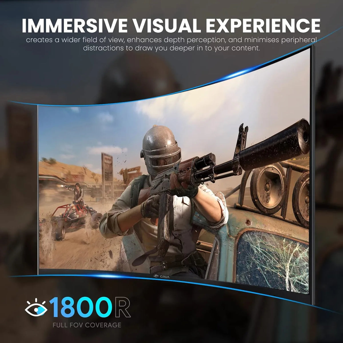 Écran de jeu incurvé Crua 27 pouces - 144 Hz FHD, dalle VA 1800R - AMD FreeSync - Noir