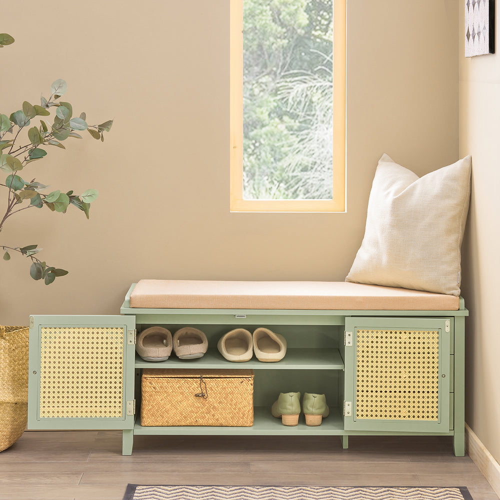 Meuble à chaussures - SoBuy - Meuble de rangement - Avec 3 tiroirs, 1 coussin rembourré et 2 portes
