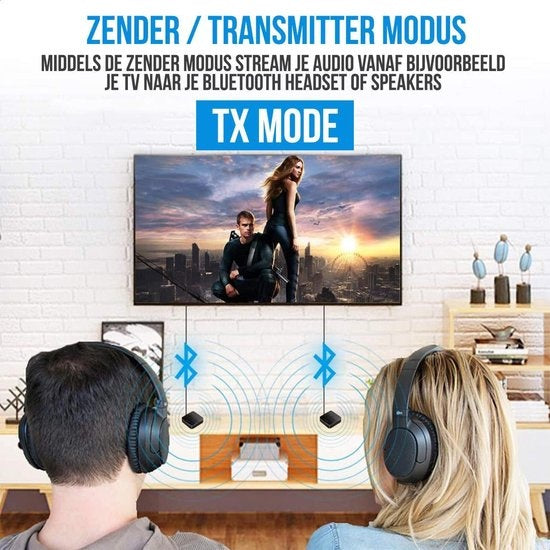 Adaptateur Bluetooth 2-en-1 – Strex – Émetteur + récepteur – Jack 3,5 mm – 200 mAh – Noir