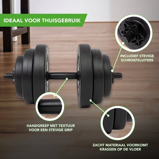 Tunturi Weights - jeu d'haltères - Jeu d'haltères - 2 pièces - Total 28kg - Noir - Vinyle - avec application fitness gratuite