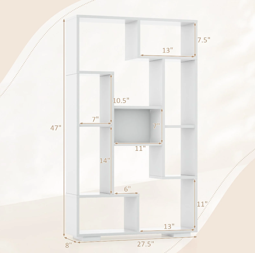 Coast Bookshelf - Bois massif - 2 kits anti-basculement inclus - 70 x 20 x 119 cm - Blanc