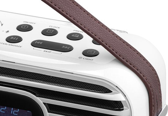 Vlectro Retro Radio DAB+ avec Bluetooth - Design compact - 12 heures d'autonomie - Réveil inclus