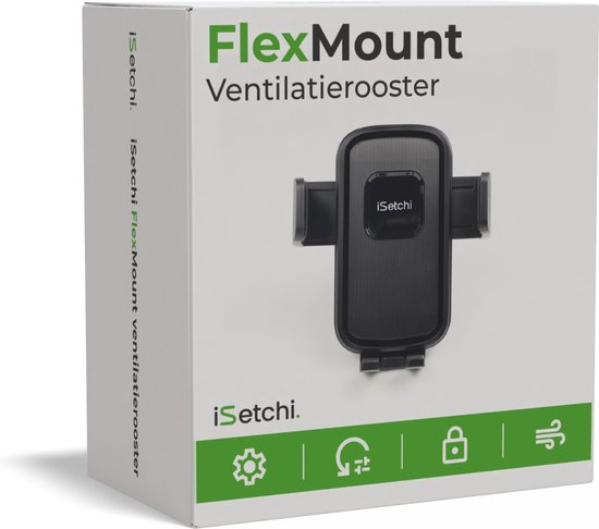 iSetchi FlexMount - Support de téléphone pour voiture - Grille de ventilation - Support de téléphone portable - Accessoires de voiture - Support universel - Design extensible - Noir