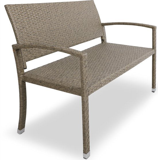 Banc de jardin Casaria Polyrattan - 2 places résistant aux UV - Beige